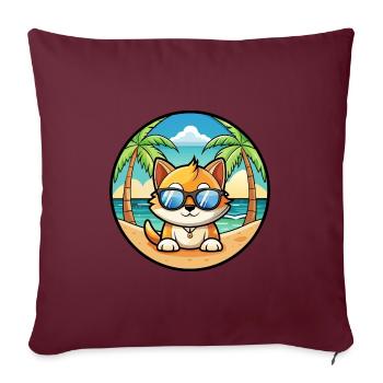 Munchkin Katzenrasse Cartoon Sonnenbrille Strand - Sofakissenbezug 45 x 45 cm - Burgunderrot - Vorne