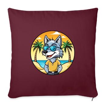 Wolf Lustige Cartoon Sommer Strand Sonnenbrille Aufkleber - Sofakissenbezug 45 x 45 cm - Burgunderrot - Vorne