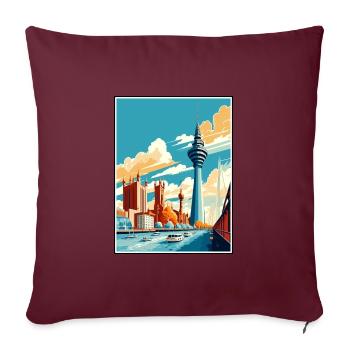 Düsseldorf Deutschland Vintage Reiseposter Souvenir - Sofakissenbezug 45 x 45 cm - Burgunderrot - Vorne