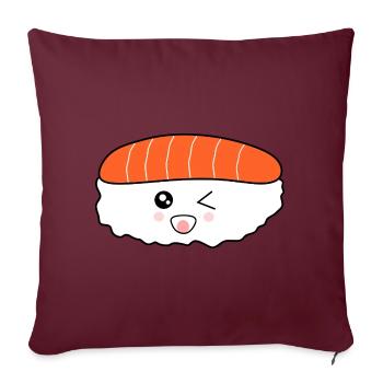 kawaii food, japanese cuisine, japanese fish - Sofa pillowcase 17,3'' x 17,3'' (45 x 45 cm) - burgundy - Front