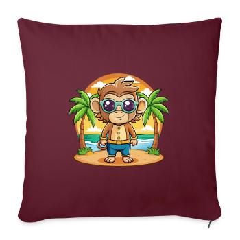 Affe Lustige Cartoon Sommer Strand Sonnenbrille - Sofakissenbezug 45 x 45 cm - Burgunderrot - Vorne