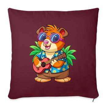 Drôle Cochon D’Inde Lunettes De Soleil De Plage D’été Hawaïen - Housse de coussin décorative 45 x 45 cm - bordeaux - Devant