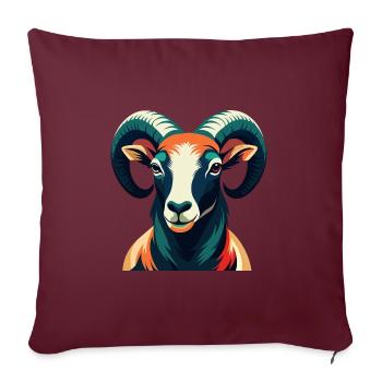Ram Cartoon Figur Buntes Haustier Tier - Sofakissenbezug 45 x 45 cm - Burgunderrot - Vorne