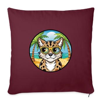 Australian Spotted Mist Cat Breed Cartoon Beach - Sofa pillowcase 17,3'' x 17,3'' (45 x 45 cm) - burgundy - Front