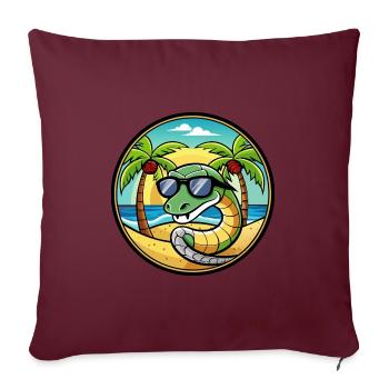 Serpent Drôle Dessin Animé Plage D’été Lunettes De Soleil Cool - Housse de coussin décorative 45 x 45 cm - bordeaux - Devant