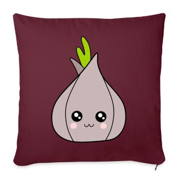 Kawaii Oignon Ail Kawaii Légumes Kawaii Fruits Kawaii - Housse de coussin décorative 45 x 45 cm - bordeaux - Devant