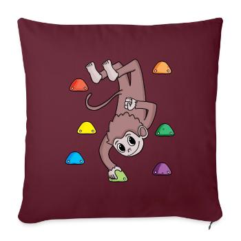 Singe sur le mur d'escalade - escalade - cadeau - Housse de coussin décorative 45 x 45 cm - bordeaux - Devant