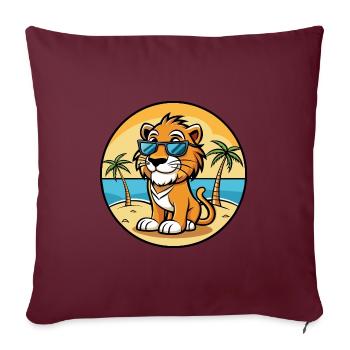 Liger Hybrid Lion Tiger Cat Breed Cartoon Beach - Sofa pillowcase 17,3'' x 17,3'' (45 x 45 cm) - burgundy - Front