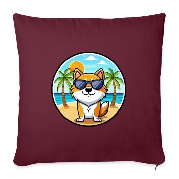 Hokkaido Dog Breed Cartoon Sunglasses Beach - Sofa pillowcase 17,3'' x 17,3'' (45 x 45 cm) - burgundy - Front