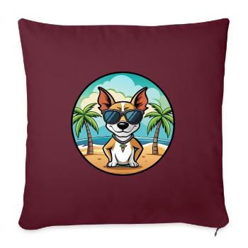 Decker Rat Terrier Hunderasse Cartoon Sonnenbrille - Sofakissenbezug 45 x 45 cm - Burgunderrot - Vorne