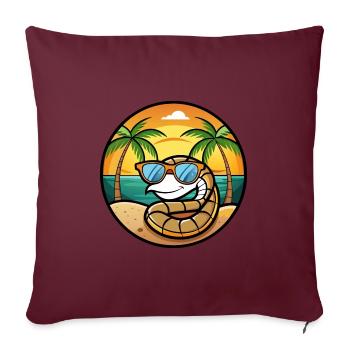Serpent Drôle Dessin Animé Plage D’été Lunettes De Soleil Cool - Housse de coussin décorative 45 x 45 cm - bordeaux - Devant