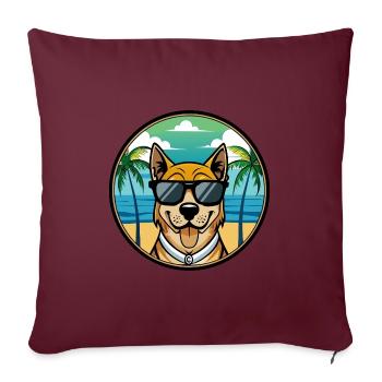 Cao De Castro Laboreiro Dog Breed Cartoon Beach - Sofa pillowcase 17,3'' x 17,3'' (45 x 45 cm) - burgundy - Front