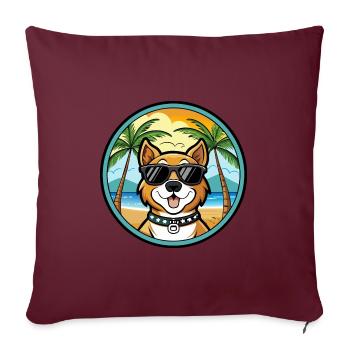 Cao De Castro Laboreiro Dog Breed Cartoon Beach - Sofa pillowcase 17,3'' x 17,3'' (45 x 45 cm) - burgundy - Front