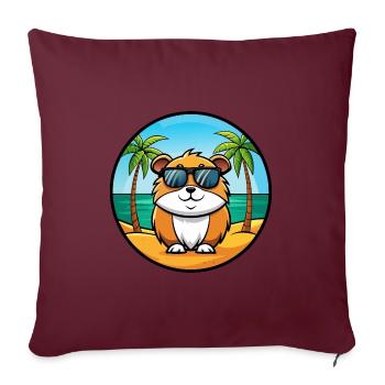 Cochon d’Inde Drôle Dessin Animé Plage Été Lunettes de soleil - Housse de coussin décorative 45 x 45 cm - bordeaux - Devant
