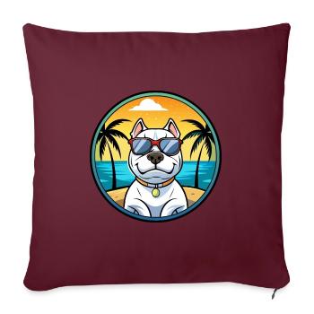 Dogue Argentino Chien Race Dessin Animé Lunettes De Soleil Plage - Housse de coussin décorative 45 x 45 cm - bordeaux - Devant