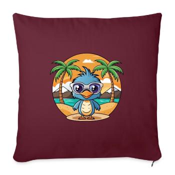 Emu Lustige Cartoon Sommer Strand Sonnenbrille - Sofakissenbezug 45 x 45 cm - Burgunderrot - Vorne