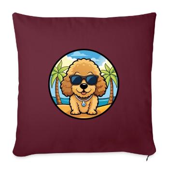 Toy Poodle Dog Breed Cartoon Sunglasses Beach - Sofa pillowcase 17,3'' x 17,3'' (45 x 45 cm) - burgundy - Front