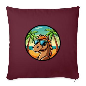 Cheval Drôle Dessin Animé Plage D’été Lunettes De Soleil Cool - Housse de coussin décorative 45 x 45 cm - bordeaux - Devant