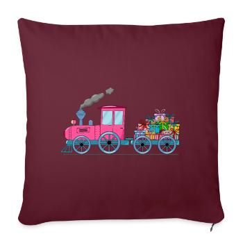 Train pour enfants avec remorque rose - Housse de coussin décorative 45 x 45 cm - bordeaux - Devant
