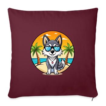 Alaskan Klee Kai Hunderasse Cartoon Sonnenbrille Strand - Sofakissenbezug 45 x 45 cm - Burgunderrot - Vorne