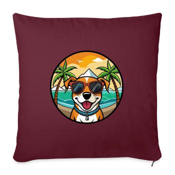 Mountain Cur Hund Rasse Cartoon Sonnenbrille Strand - Sofakissenbezug 45 x 45 cm - Burgunderrot - Vorne