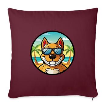 Cordoba Fighting Dog Breed Cartoon Sunglass Beach - Sofa pillowcase 17,3'' x 17,3'' (45 x 45 cm) - burgundy - Front