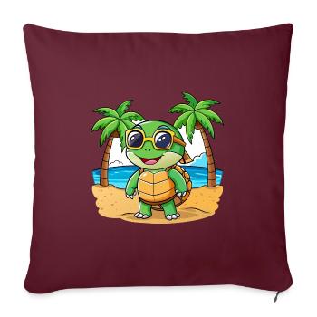 Schildkröte Lustige Cartoon Sommer Strand Sonnenbrille - Sofakissenbezug 45 x 45 cm - Burgunderrot - Vorne