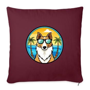 Smooth Collie Chien Race Dessin Animé Lunettes de Soleil Plage - Housse de coussin décorative 45 x 45 cm - bordeaux - Devant