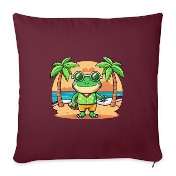Frog Funny Cartoon Summer Beach Sunglasses - Sofa pillowcase 17,3'' x 17,3'' (45 x 45 cm) - burgundy - Front