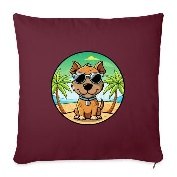 Teddy Roosevelt Terrier Race Chien Dessin Animé Plage - Housse de coussin décorative 45 x 45 cm - bordeaux - Devant