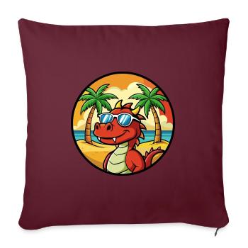 Dragon Funny Cartoon Lunettes de soleil de plage d’été cool - Housse de coussin décorative 45 x 45 cm - bordeaux - Devant