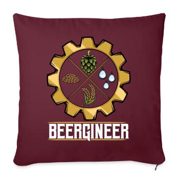 Beergineer Brau-Gear Emblem - Sofakissenbezug 45 x 45 cm - Burgunderrot - Vorne