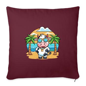 Cow Funny Cartoon Summer Beach Sunglasses - Sofa pillowcase 17,3'' x 17,3'' (45 x 45 cm) - burgundy - Front