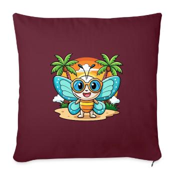 Schmetterling Lustige Cartoon Sommer Strand Sonnenbrille - Sofakissenbezug 45 x 45 cm - Burgunderrot - Vorne