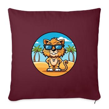 Liger Hybrid Lion Tiger Cat Breed Cartoon Beach - Sofa pillowcase 17,3'' x 17,3'' (45 x 45 cm) - burgundy - Front