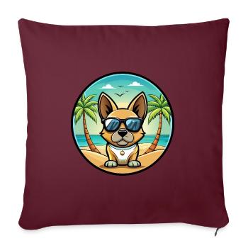 Braque Français Hunderasse Cartoon Sonnenbrille Strand - Sofakissenbezug 45 x 45 cm - Burgunderrot - Vorne