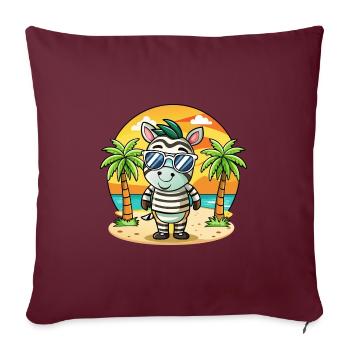 Zebra Lustige Cartoon Sommer Strand Sonnenbrille - Sofakissenbezug 45 x 45 cm - Burgunderrot - Vorne