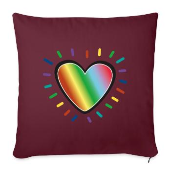 Rainbow Heart Pride Emblem - Sofa pillowcase 17,3'' x 17,3'' (45 x 45 cm) - burgundy - Front