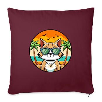 Europäische Kurzhaarkatze Rasse Cartoon Sonnenbrille - Sofakissenbezug 45 x 45 cm - Burgunderrot - Vorne