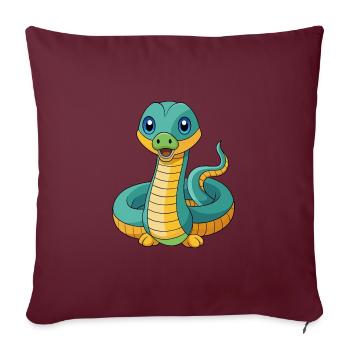 Anaconda Mascotte mignonne Personnage de dessin animé Kawaii - Housse de coussin décorative 45 x 45 cm - bordeaux - Devant