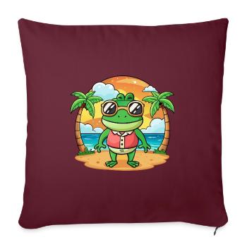 Frog Funny Cartoon Summer Beach Sunglasses - Sofa pillowcase 17,3'' x 17,3'' (45 x 45 cm) - burgundy - Front