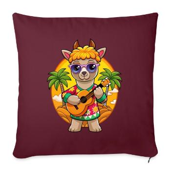 Funny Alpaca Cartoon Summer Beach Sunglasses - Sofa pillowcase 17,3'' x 17,3'' (45 x 45 cm) - burgundy - Front