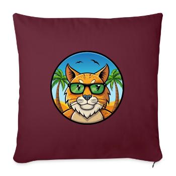 Eurasischer Luchs Katzenrasse Cartoon Sonnenbrille Strand - Sofakissenbezug 45 x 45 cm - Burgunderrot - Vorne