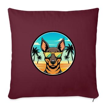 Manchester Terrier Hunderasse Cartoon Sonnenbrille - Sofakissenbezug 45 x 45 cm - Burgunderrot - Vorne