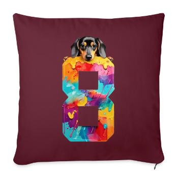 DOG 8 YEAR OLD DACHSHUND 8TH BIRTHDAY - Sofa pillowcase 17,3'' x 17,3'' (45 x 45 cm) - burgundy - Front