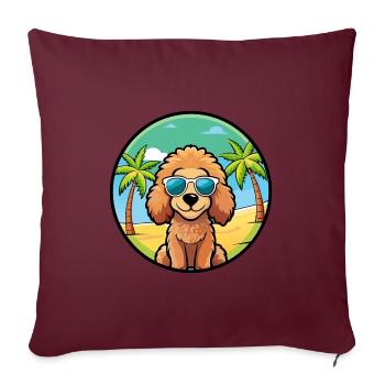 Toy Poodle Dog Breed Cartoon Sunglasses Beach - Sofa pillowcase 17,3'' x 17,3'' (45 x 45 cm) - burgundy - Front