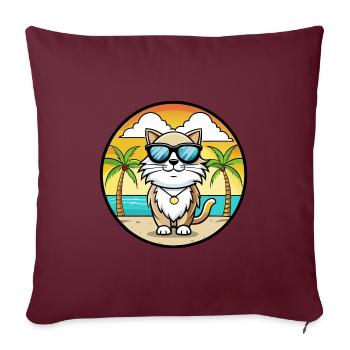 Birman Sacred Cat Breed Cartoon Sunglasses Beach - Sofa pillowcase 17,3'' x 17,3'' (45 x 45 cm) - burgundy - Front