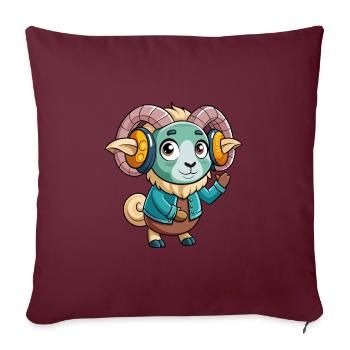 Ram Lustige Zeichentrickfigur Kopfhörer Musik - Sofakissenbezug 45 x 45 cm - Burgunderrot - Vorne
