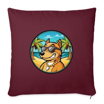 Cordoba Fighting Dog Breed Cartoon Sunglass Beach - Sofa pillowcase 17,3'' x 17,3'' (45 x 45 cm) - burgundy - Front