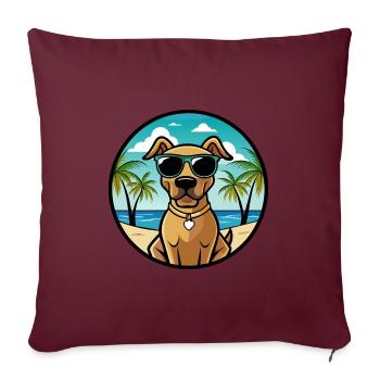 Black Mouth Cur Dog Breed Cartoon Sunglasses Beach - Sofa pillowcase 17,3'' x 17,3'' (45 x 45 cm) - burgundy - Front